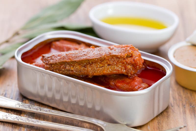 Sardine in Salsa Al Pomodoro in Scatola Immagine Stock Immagine di sardine, ferro 70502667