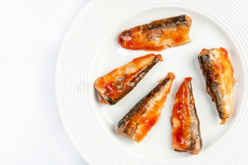 Sardines Fish with Tomato Sauce Served on the Plate Stock Image Image
