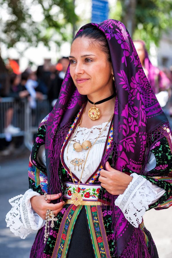 Sardinia, Italy. Feast of the Redeemer, Traditional Costumes Parade ...