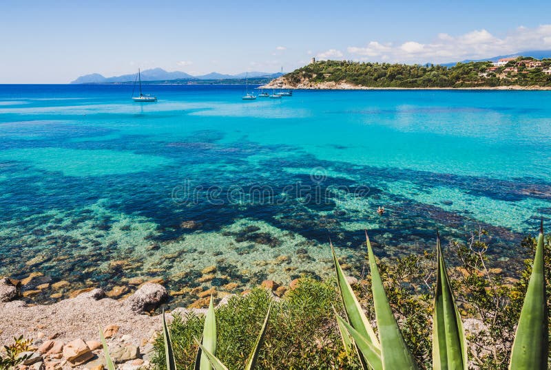 Sardinia Turquoise Water Panoramic Bay in Italy. Stock Photo - Image of ...