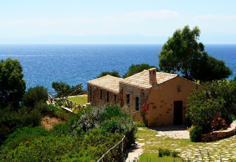 Sardinian Home Overlooking Sea Stock Image Image of outdoors