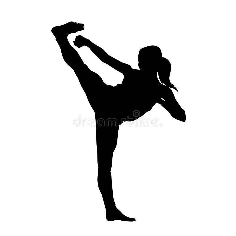 Silhouette Of A Woman Kickboxing Athlete In Action Pose Stock Vector silhouette-of-a-woman-kickboxing-athlete-in-action-pose-stock-vector