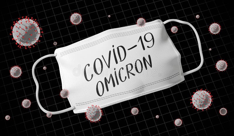 SARS-CoV-2, Covid-19, Omicron variant concept, face mask vector illustration
