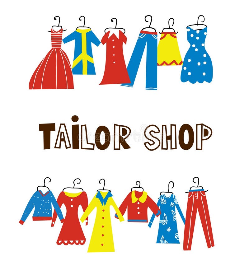 Sarto e fondo di cucito del negozio con i vestiti royalty illustrazione gratis Sarto e fondo di cucito del negozio con i vestiti royalty illustrazione gratis