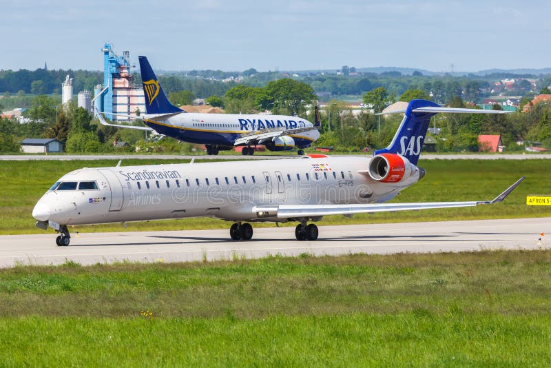 SAS Scandinavian Airlines Bombardier CRJ-900 airplane Gdansk airport