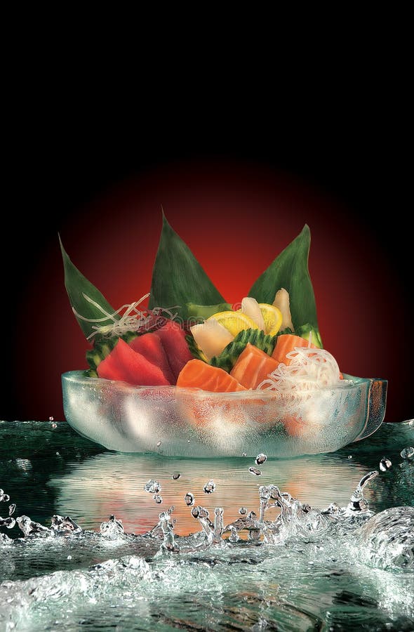 sashimi lodowa woda fotografia stock sashimi lodowa woda fotografia stock