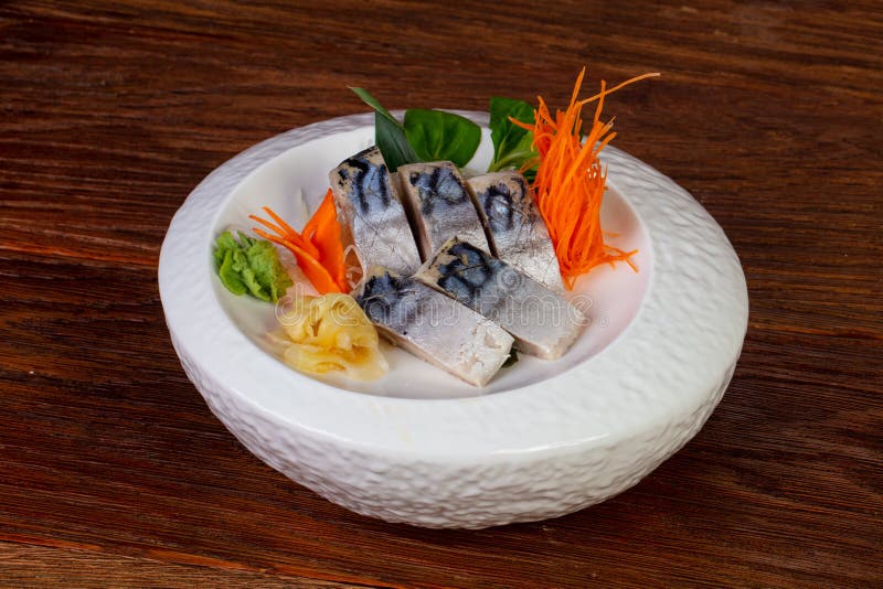 Sashimi Of Mackerel With Pickled Daikon Salad And Stock Image Image