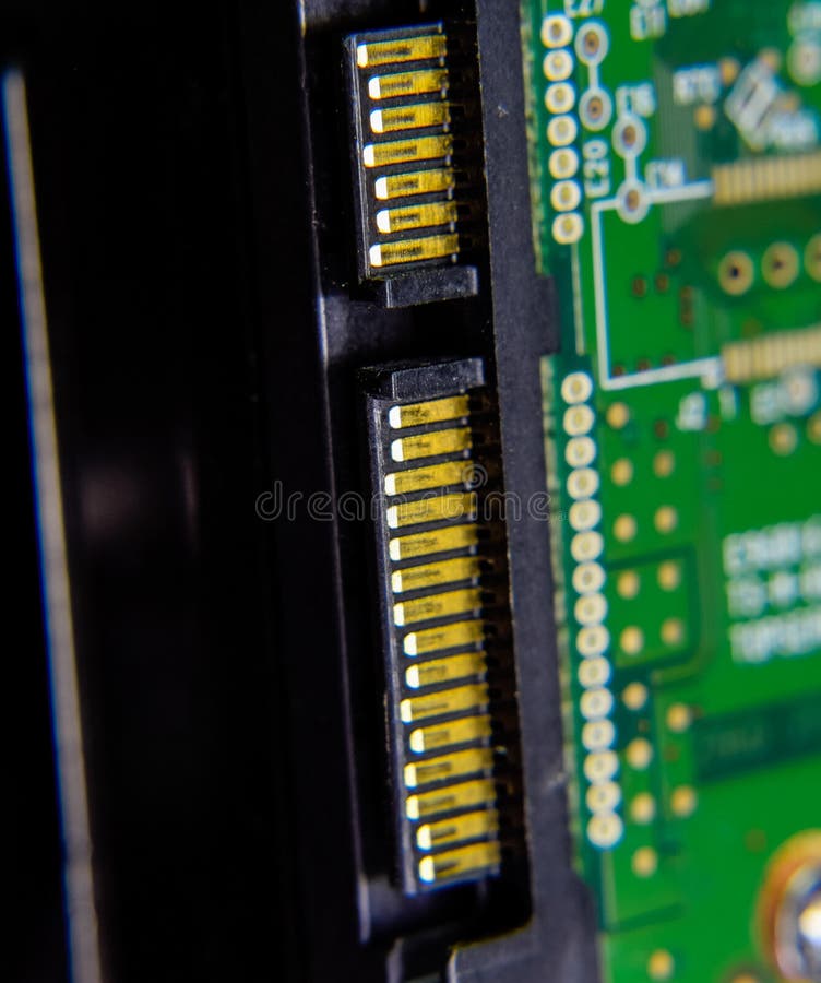 Sata drive connector Electronic board with electrical components. Electronics of computer equipment stock images Sata drive connector Electronic board with electrical components. Electronics of computer equipment stock images