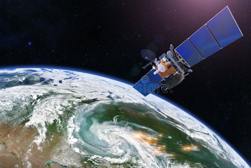 Satelita nad Ziemscy pomiary Odczuwać, badanie, badający sondą, monitorować foci pożar lasu zaznaczający wybuchami, dym