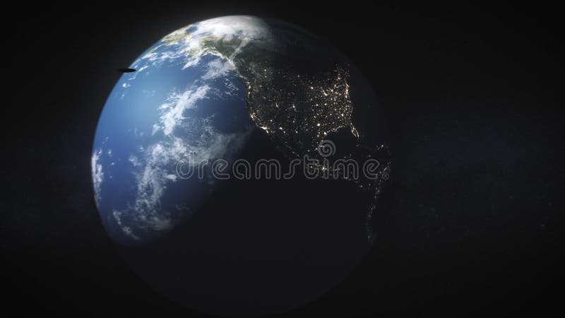 Satelita view planet Earth w kosmosie i nieznany kosmiczny statek kosmiczny kosmiczny kosmici w ufo 3d realistyczna animacja wszec