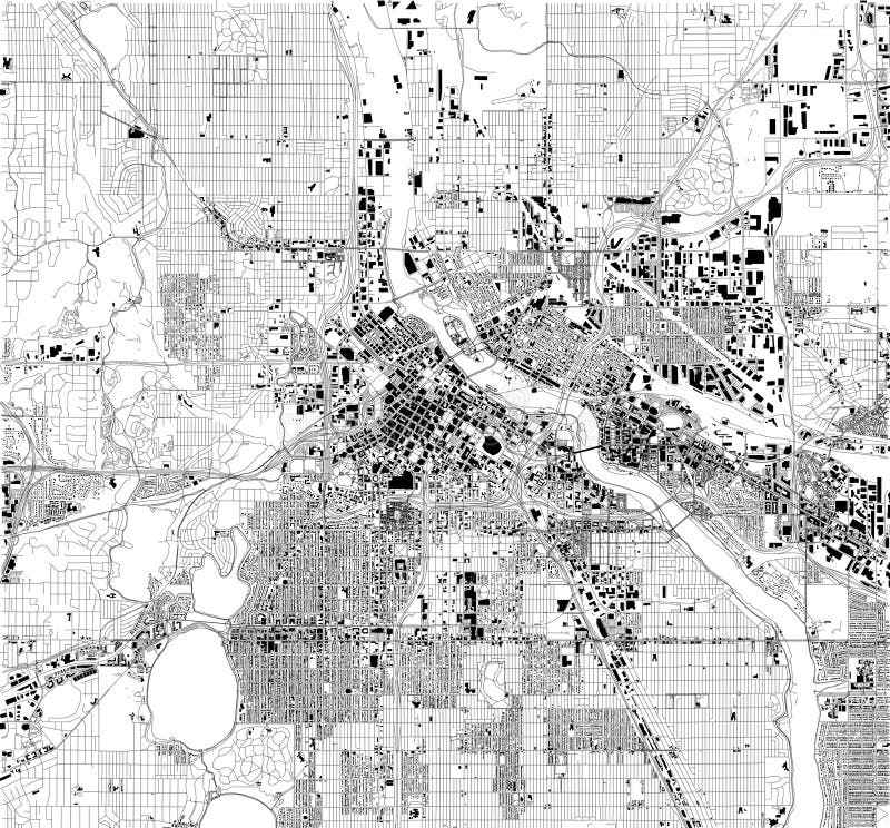 Satelitarna mapa Minneapolis, Minnestoa, Usa, miasto ulicy ilustracji Satelitarna mapa Minneapolis, Minnestoa, Usa, miasto ulicy ilustracji