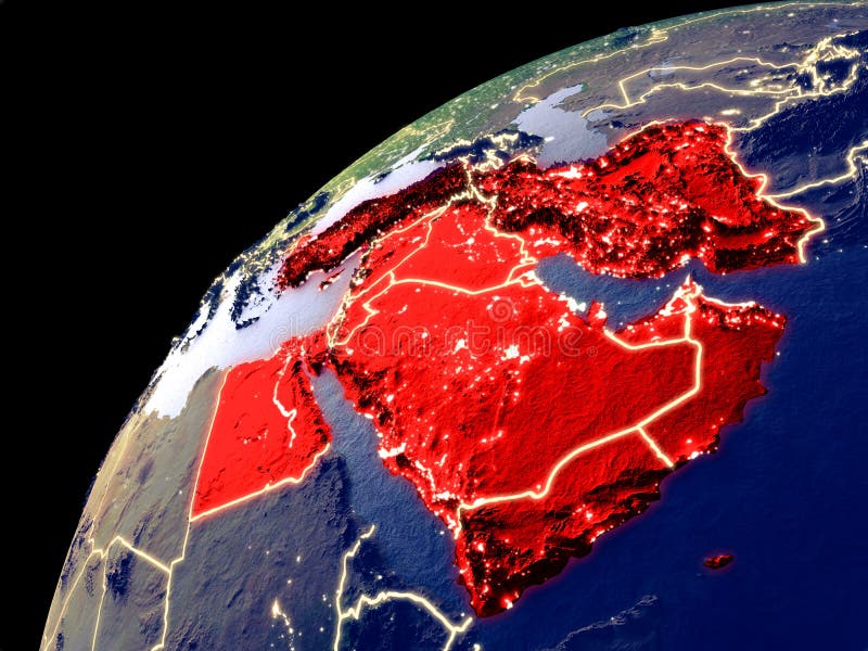Satellietmening van Midden-Oosten ter wereld vector illustratie Satellietmening van Midden-Oosten ter wereld vector illustratie