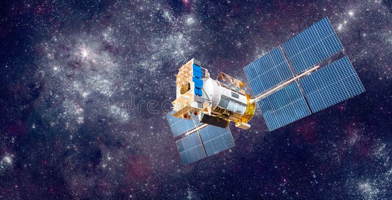 Satellite de l'espace au-dessus de la terre de planète photos stock Satellite de l'espace au-dessus de la terre de planète photos stock