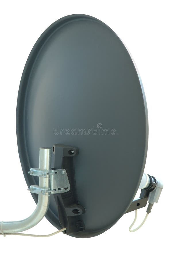 Satellite dish from behind (isolated on white background).