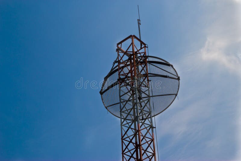 Satellite dish antennas with blue sky