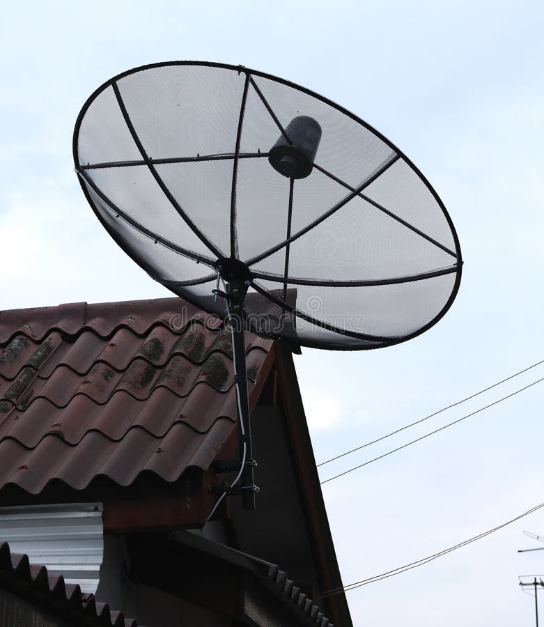 Man Fitting TV Satellite Dish Stock Image Image of audio, electric