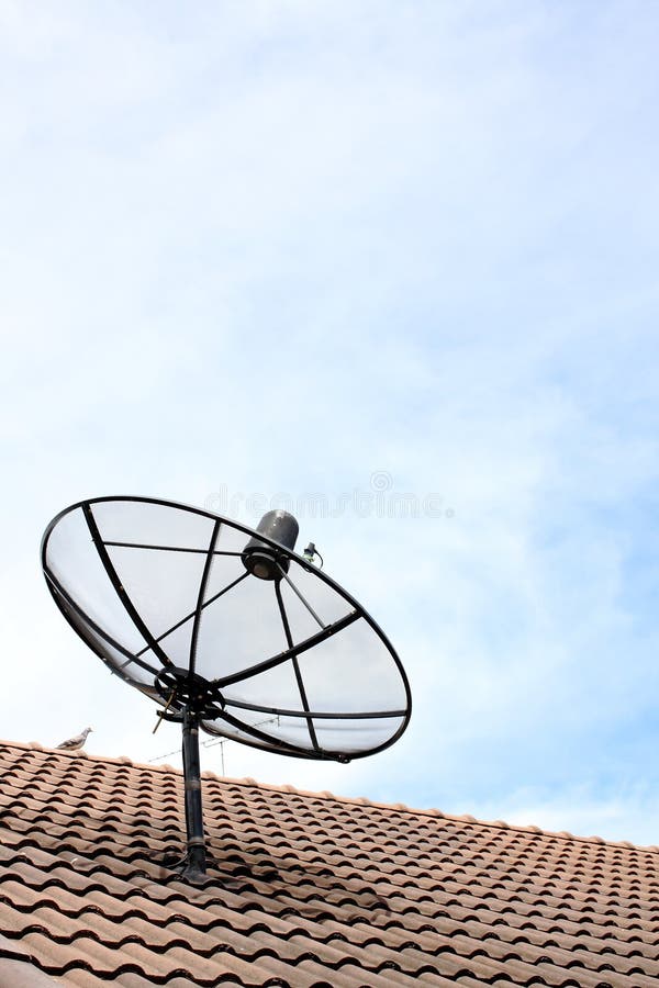 A Satellite Dish on the Roof. Stock Image Image of signal