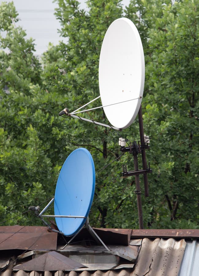 Satellite Dish on the Roof of the House Stock Photo Image of
