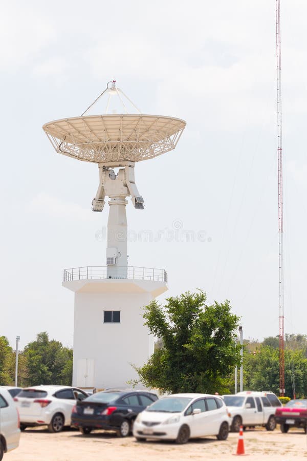 Satellite dish tower. stock image. Image of astronomy 69385525