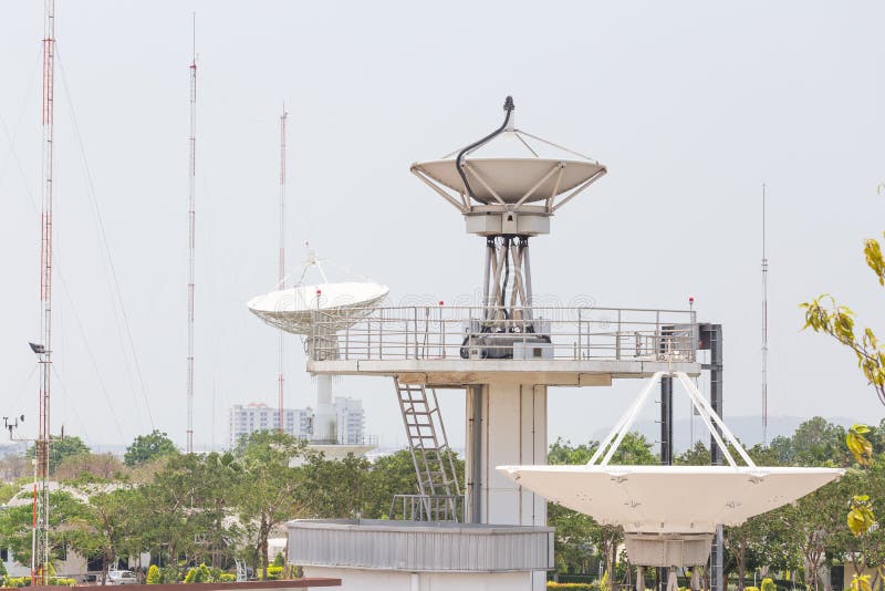 Satellite dish tower. stock image. Image of astronomy 71213879