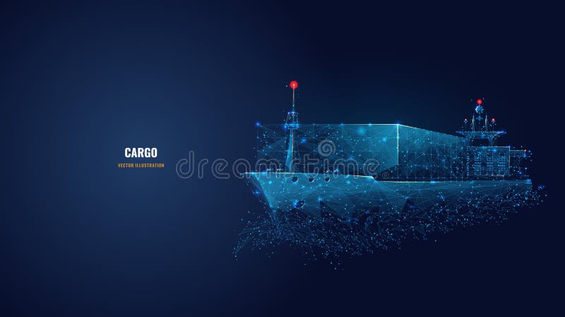 Digital vector wireframe of cargo ship vector illustration