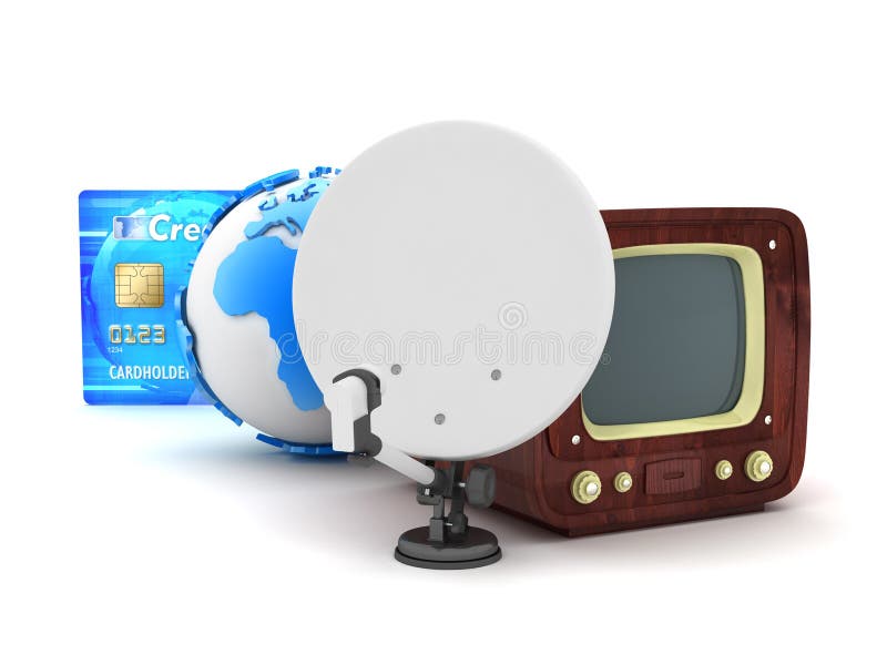 Satellite, Retro TV and Credit Card Stock Illustration Illustration