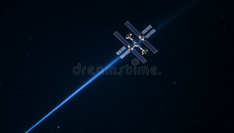 Satellite in space, space technology, orbit, communication device, Stock Photo, Generative AI stock illustration
