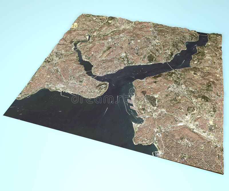 Satellite view of Istanbul, Turkey, map, section 3d
