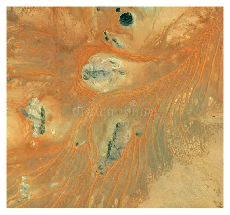 Satellite view of Namibia desert, landscape and mountains. Nature and aerial view. Global warming and climate change
