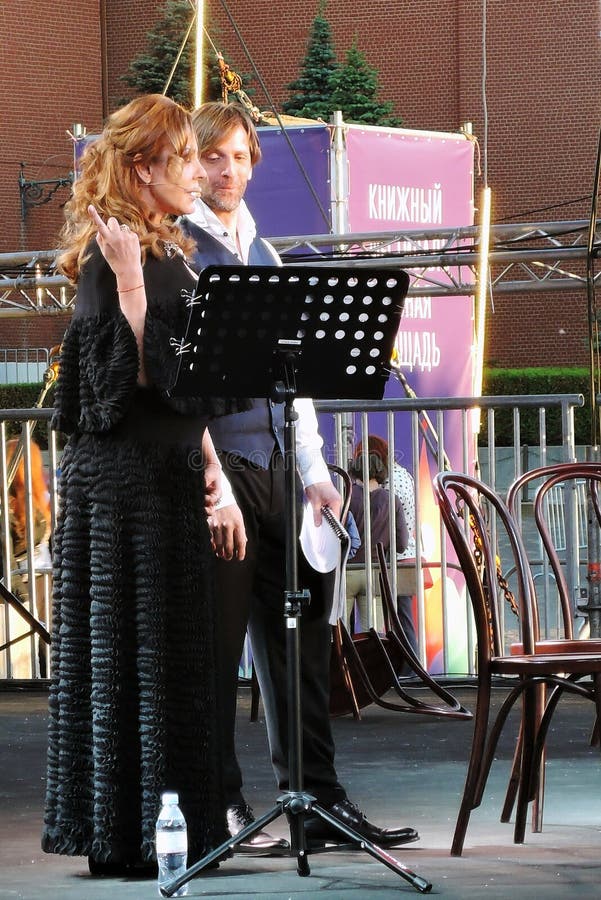 Sati Spivakova at public concert. The Red Square Book Fair in Moscow. stock image Sati Spivakova at public concert. The Red Square Book Fair in Moscow. stock image