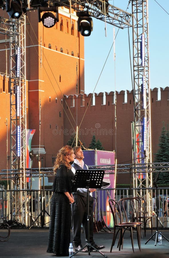 Sati Spivakova at public concert. The Red Square Book Fair in Moscow. stock image Sati Spivakova at public concert. The Red Square Book Fair in Moscow. stock image
