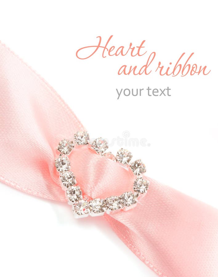 Satin ribbon with heart royalty free stock image