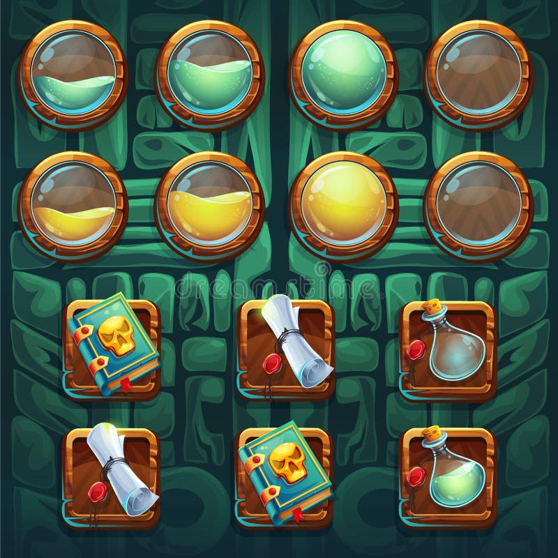 Sats för knappar för symboler för djungelmedicinmanGUI