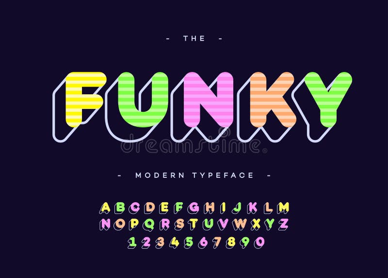 Satte en klocka på det skraj alfabetet 3d för vektorn färgrik stil för typografi