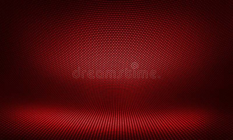 Saturated red carbon fiber textured interior studio