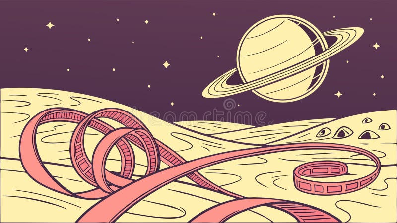Saturn planet with flowing ribbon, cosmic elegance vector design Generative AI vector illustration