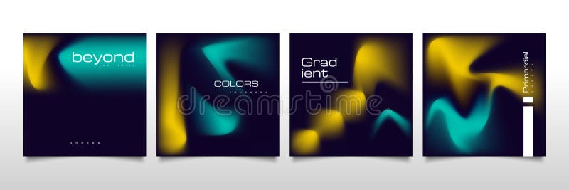 Satz abstrakter Farbverlaufsabdeckung oder Plakatdesign. unscharfer Flüssigkeitshintergrund