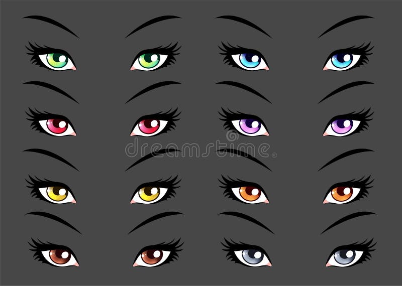 Satz Anime, manga Artaugen lizenzfreie abbildung Satz Anime, manga Artaugen lizenzfreie abbildung