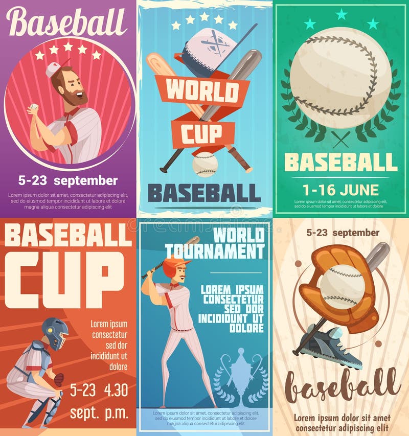 Satz Baseball-Poster im Retrostil vektor abbildung Satz Baseball-Poster im Retrostil vektor abbildung