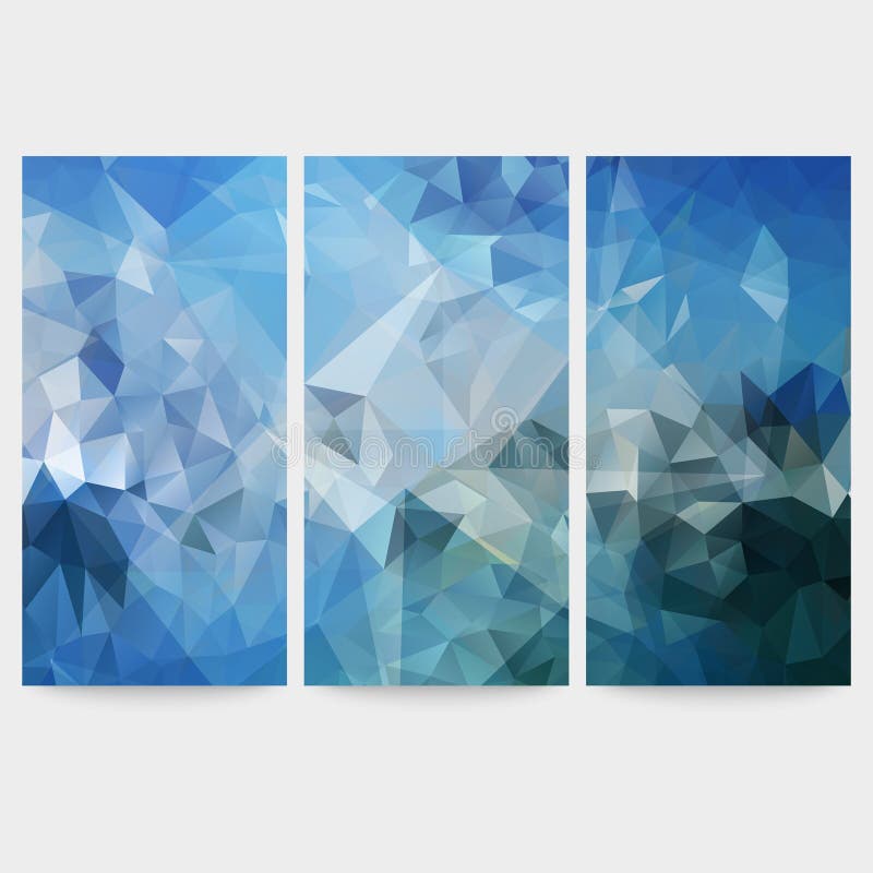 Satz blaue abstrakte Hintergründe, Dreieckdesign lizenzfreie abbildung Satz blaue abstrakte Hintergründe, Dreieckdesign lizenzfreie abbildung