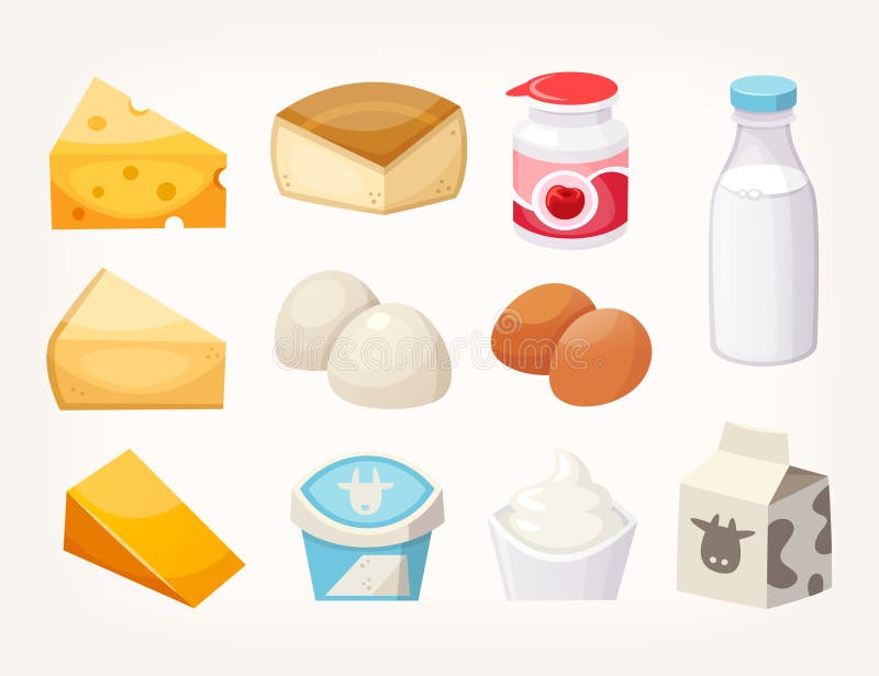 Satz der meisten allgemeinen Milchspeiseprodukte Einige Arten Käse, Milchpakete und Jogurt