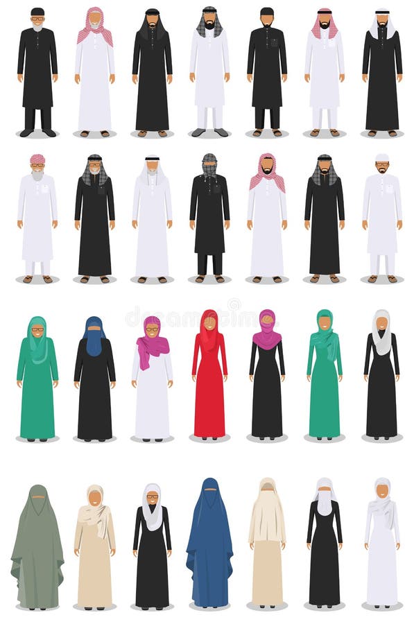 Satz Des Unterschiedlichen Stehenden Arabischen Erwachsenen Und Der