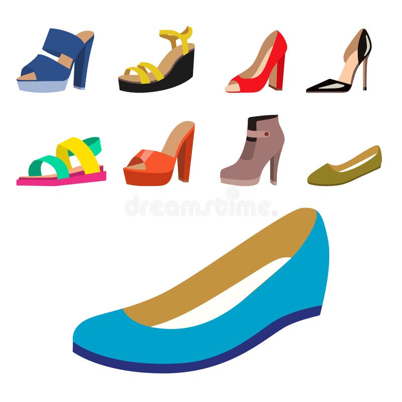 Satz Design-Vektorsammlung der Schuhe der Frauen der flachen Leders färbte Mokassinsandaleillustration lizenzfreie abbildung Satz Design-Vektorsammlung der Schuhe der Frauen der flachen Leders färbte Mokassinsandaleillustration lizenzfreie abbildung