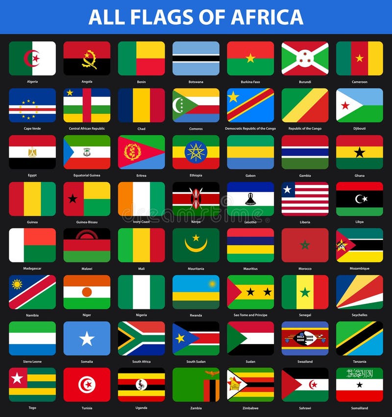 Satz Flaggen aller afrikanischen Länder Flache Art stock abbildung Satz Flaggen aller afrikanischen Länder Flache Art stock abbildung
