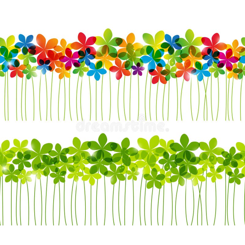 Satz nahtlose Blumengrenzen vektor abbildung Satz nahtlose Blumengrenzen vektor abbildung