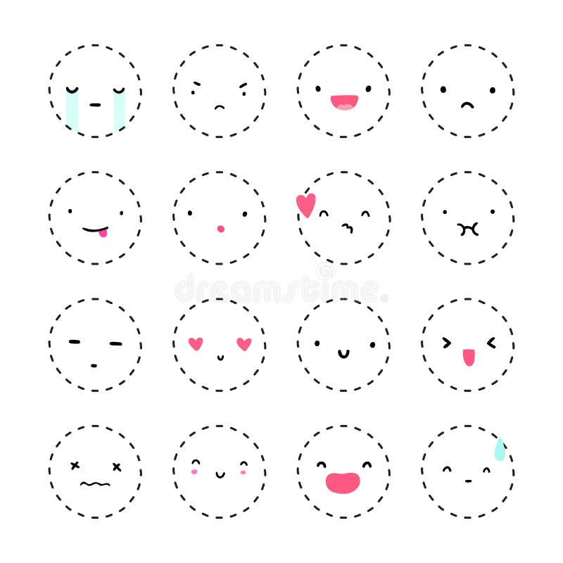 Set of cute emotions. Vector hand drawn illustration. Set of cute emotions. Vector hand drawn illustration