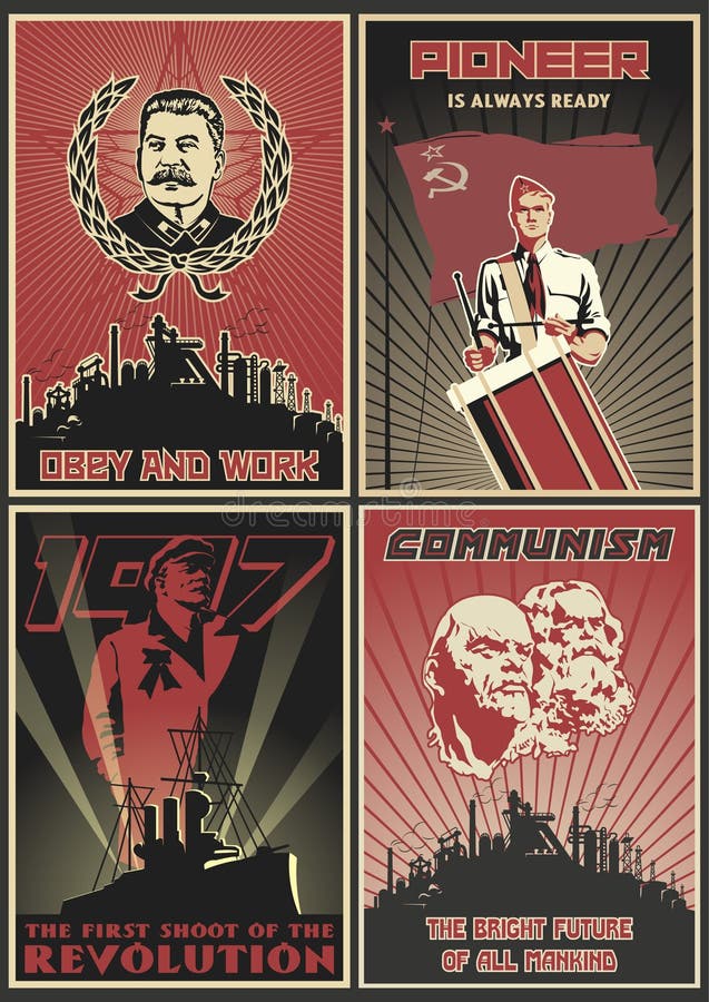 Satz sowjetischer Propaganda-Poster lizenzfreie abbildung Satz sowjetischer Propaganda-Poster lizenzfreie abbildung