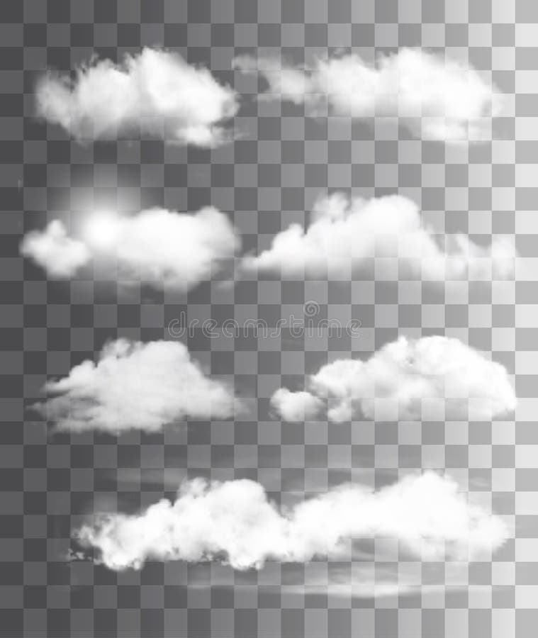 Satz transparente verschiedene Wolken Vektor
