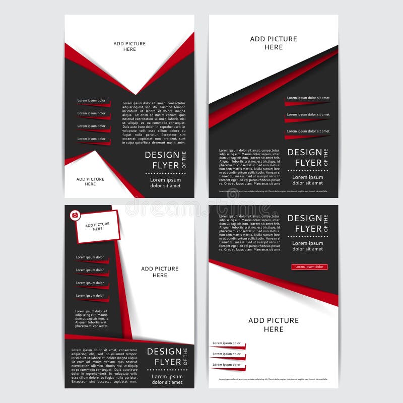Satz Vektordesign der schwarzen und roten Flieger, Abdeckung, Broschüre, Plakat, Bericht mit Plätzen für Bilder