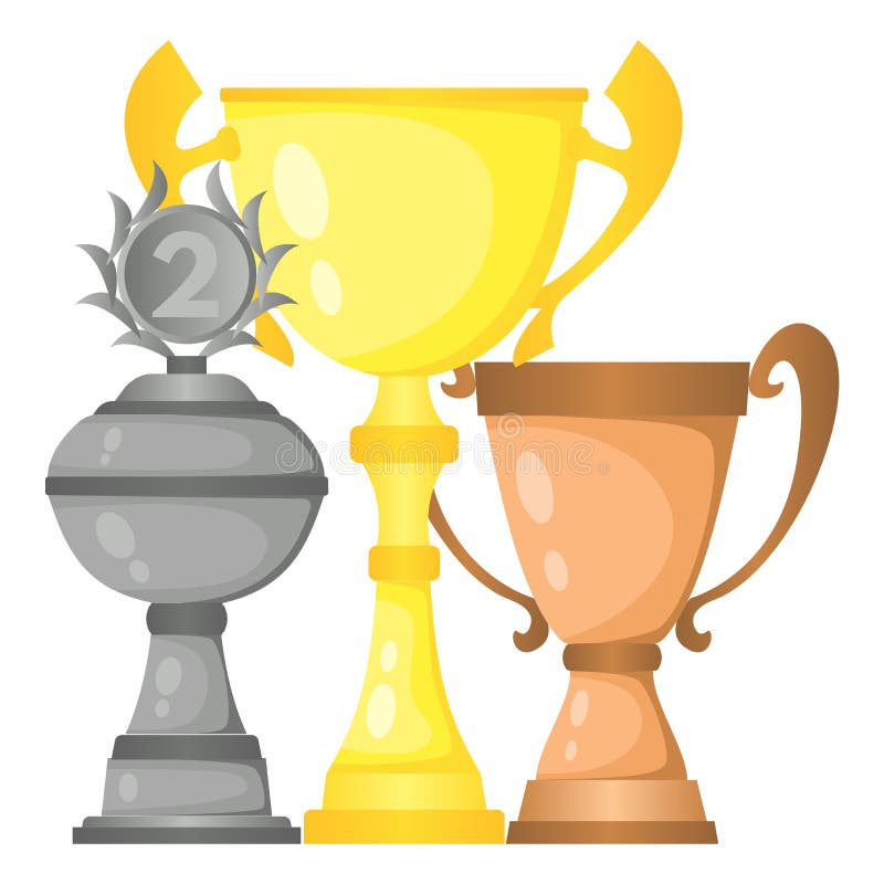 Satz Vektortrophäen-Meistercups im Gold, im Silber und in der Bronze lizenzfreie abbildung Satz Vektortrophäen-Meistercups im Gold, im Silber und in der Bronze lizenzfreie abbildung